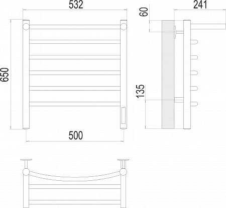 Классик с/п П6 500х650 Электро (quick touch) Полотенцесушитель TERMINUS Егорьевск - фото 3 Классик с/п П6 500х650 Электро (quick touch) Полотенцесушитель TERMINUS Егорьевск - фото 3