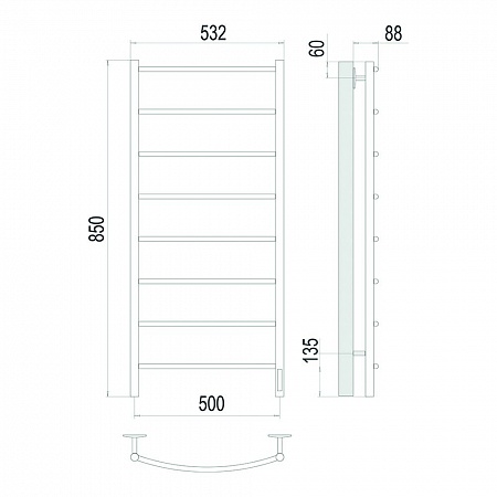 Классик П8 500х850 Электро (quick touch) Полотенцесушитель TERMINUS Сатин Егорьевск - фото 4 Классик П8 500х850 Электро (quick touch) Полотенцесушитель TERMINUS Сатин Егорьевск - фото 4