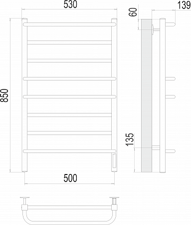 Евромикс квадро П8 500х850 Электро (quick touch) Полотенцесушитель  TERMINUS Егорьевск - фото 3