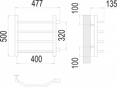 Виктория П4 400х500 бп320 Полотенцесушитель  TERMINUS Егорьевск - фото 3
