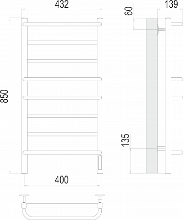 Евромикс П8 400х850 Электро (quick touch) Полотенцесушитель TERMINUS Егорьевск - фото 3 Евромикс П8 400х850 Электро (quick touch) Полотенцесушитель TERMINUS Егорьевск - фото 3