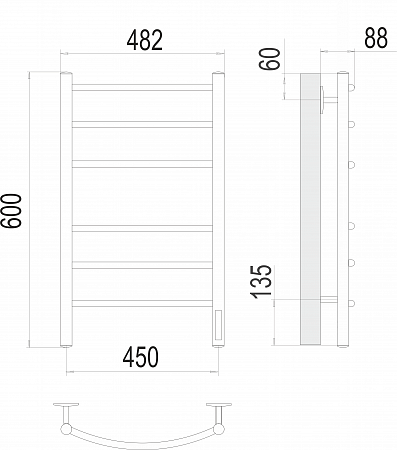 Классик П6 450х600 электро КС ЧЕРНЫЙ МУАР ( new встроен диммер) Полотенцесушитель TERMINUS Егорьевск - фото 3 Классик П6 450х600 электро КС ЧЕРНЫЙ МУАР ( new встроен диммер) Полотенцесушитель TERMINUS Егорьевск - фото 3