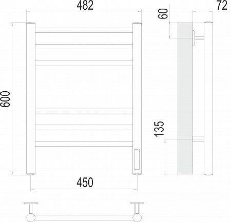 Аврора П6 450х600 электро КС ЧЕРНЫЙ МУАР ( new встроен диммер) Полотенцесушитель TERMINUS Егорьевск - фото 3 Аврора П6 450х600 электро КС ЧЕРНЫЙ МУАР ( new встроен диммер) Полотенцесушитель TERMINUS Егорьевск - фото 3