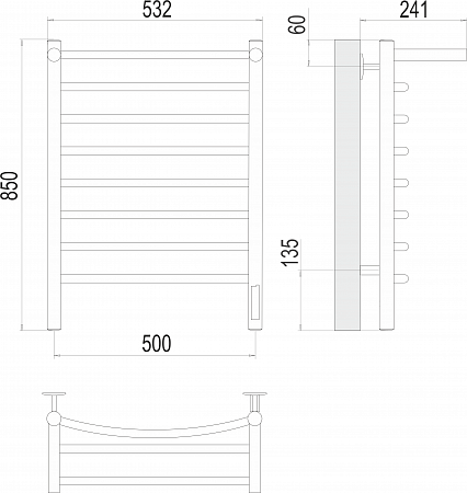 Классик с/п П8 500х850 Электро (quick touch) Полотенцесушитель TERMINUS Егорьевск - фото 3 Классик с/п П8 500х850 Электро (quick touch) Полотенцесушитель TERMINUS Егорьевск - фото 3