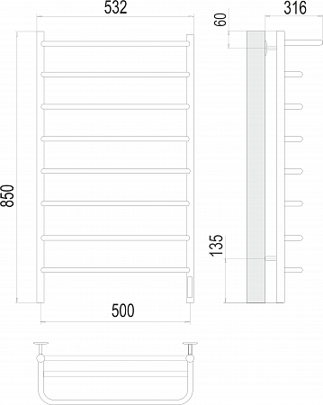 Полка П8 500х850 Электро (quick touch) Полотенцесушитель TERMINUS Егорьевск - фото 3 Полка П8 500х850 Электро (quick touch) Полотенцесушитель TERMINUS Егорьевск - фото 3