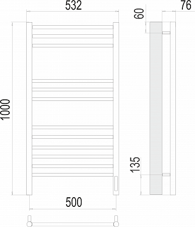 Аврора П12 500х1000 электро (sensor quick touch) Полотенцесушитель TERMINUS Егорьевск - фото 3 Аврора П12 500х1000 электро (sensor quick touch) Полотенцесушитель TERMINUS Егорьевск - фото 3