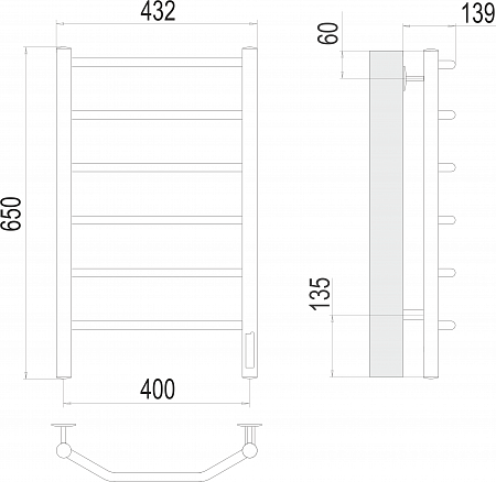Виктория П6 400х650 Электро (quick touch) Полотенцесушитель TERMINUS Егорьевск - фото 3 Виктория П6 400х650 Электро (quick touch) Полотенцесушитель TERMINUS Егорьевск - фото 3
