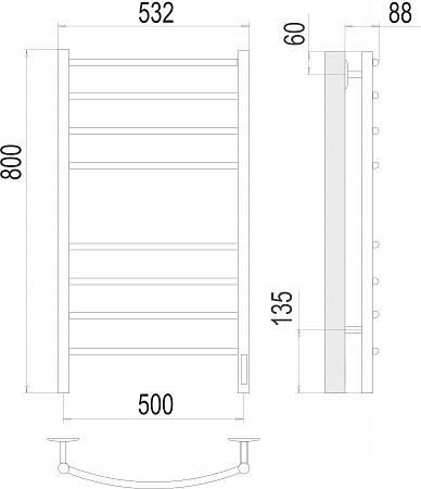 Классик П8 500х800 электро КС ЧЕРНЫЙ МУАР ( new встроен диммер) Полотенцесушитель TERMINUS Егорьевск - фото 3 Классик П8 500х800 электро КС ЧЕРНЫЙ МУАР ( new встроен диммер) Полотенцесушитель TERMINUS Егорьевск - фото 3