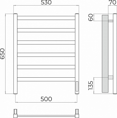 Ното П6 500х650 Электро (quick touch) Полотенцесушитель TERMINUS Егорьевск - фото 3