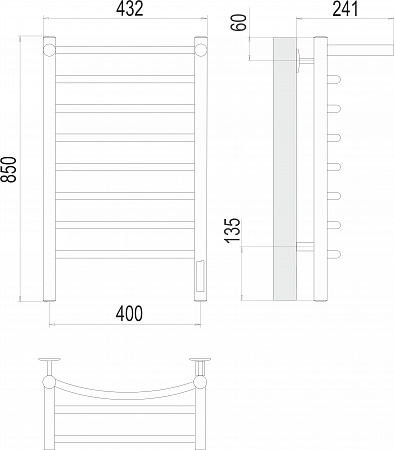 Классик с/п П8 400х850 Электро (quick touch) Полотенцесушитель TERMINUS Егорьевск - фото 3 Классик с/п П8 400х850 Электро (quick touch) Полотенцесушитель TERMINUS Егорьевск - фото 3