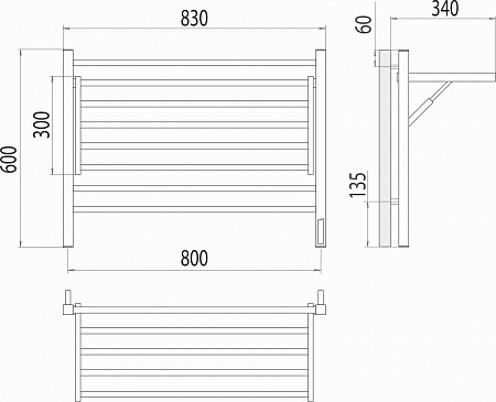 Горизонт П8 800х600 электро КС ЧЕРНЫЙ МУАР (sensor quick touch) Полотенцесушитель TERMINUS Егорьевск - фото 5 Горизонт П8 800х600 электро КС ЧЕРНЫЙ МУАР (sensor quick touch) Полотенцесушитель TERMINUS Егорьевск - фото 5