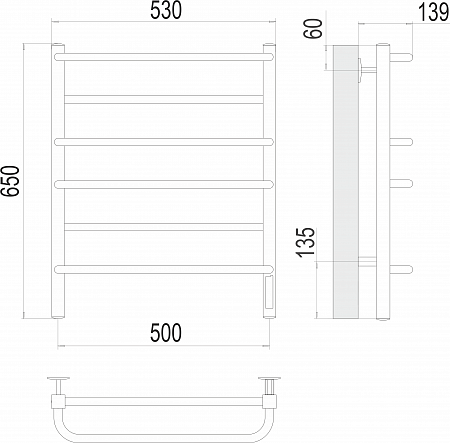 Евромикс квадро П6 500х650 Электро (quick touch) Полотенцесушитель  TERMINUS Егорьевск - фото 3
