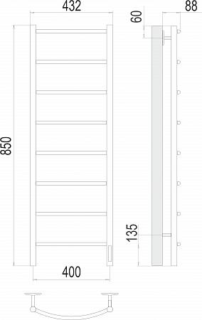 Классик П8 400х850 Электро (quick touch) Полотенцесушитель TERMINUS Егорьевск - фото 3 Классик П8 400х850 Электро (quick touch) Полотенцесушитель TERMINUS Егорьевск - фото 3