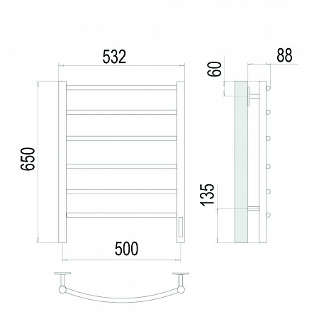 Классик П6 500х650 Электро (quick touch) Полотенцесушитель TERMINUS Сатин Егорьевск - фото 4 Классик П6 500х650 Электро (quick touch) Полотенцесушитель TERMINUS Сатин Егорьевск - фото 4