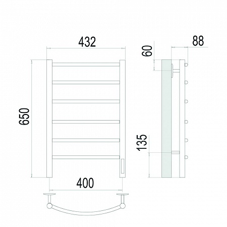 Классик П6 400х650 Электро (quick touch) Полотенцесушитель TERMINUS Сатин Егорьевск - фото 4 Классик П6 400х650 Электро (quick touch) Полотенцесушитель TERMINUS Сатин Егорьевск - фото 4