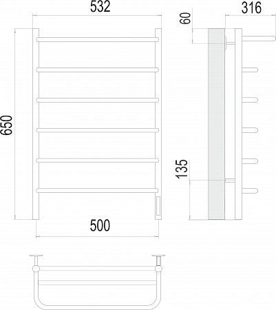 Полка П6 500х650 Электро (quick touch) Полотенцесушитель TERMINUS Егорьевск - фото 3 Полка П6 500х650 Электро (quick touch) Полотенцесушитель TERMINUS Егорьевск - фото 3